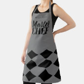 シェフ名パーソナライズされた黒グレー市松模様に エプロン (インサイチュ)