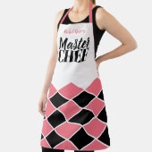 シェフ名パーソナライズされた黒赤市松模様に エプロン (インサイチュ)