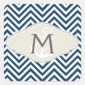 シェフ名門私立校風のロンストライプ航海のモダンいかり スクエアシール (正面)