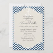 シェフ名門私立校風のロンストライプ航海のモダンいかり 招待状 (裏面)