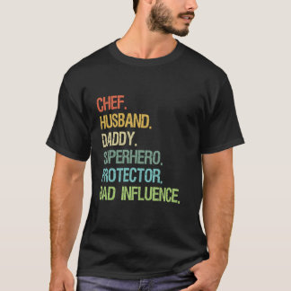 シェフ夫ダディスーパーヒーロープロテクターパパ Tシャツ
