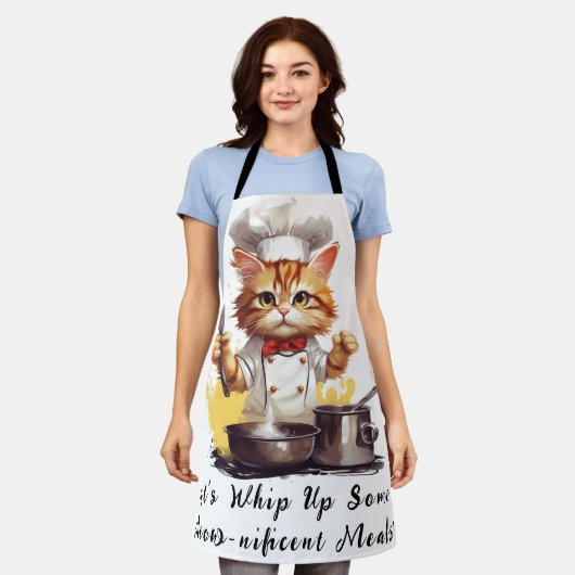 シェフ子猫は美味しいお食事を取ろう エプロン (着用した状態)