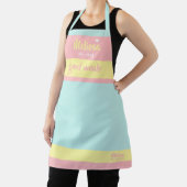 シェフ料理ティール（緑がかった色）エプロンと彼女の名前 エプロン (インサイチュ)
