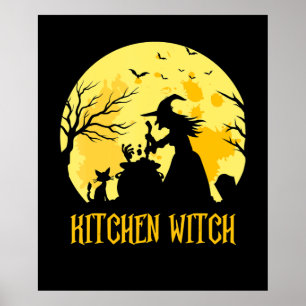 シェフ料理ハロウィーンギフト キッチンウィッチ ポスター