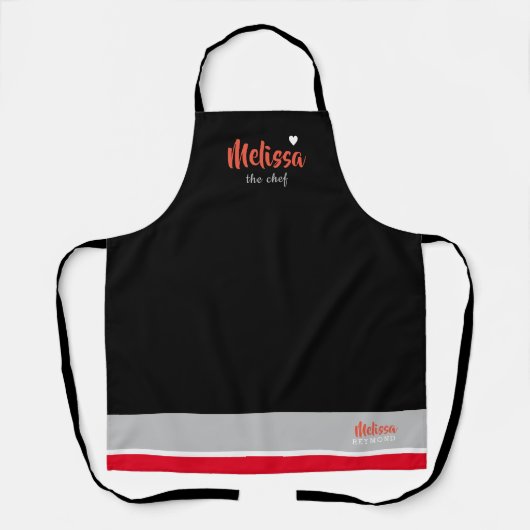 シェフ料理ブラックエプロンの名前 エプロン (正面)