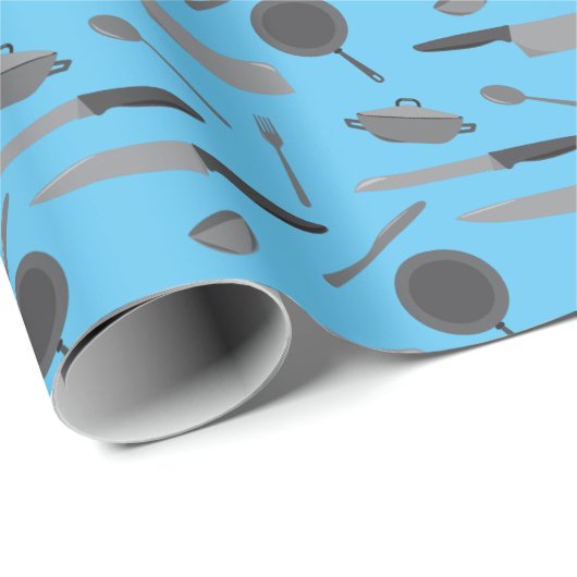 シェフ料理学校卒業キッチンパターン ラッピングペーパー (ロールコーナー)