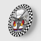 シェフ格言 ラウンド壁時計 (傾斜)