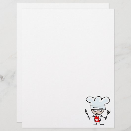 シェフ漫画とレターヘッド – 料理文房具 (正面/裏面)