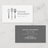 シェフ用グレーウィスプーンヘラケータリングロゴ 名刺 (正面/裏面)