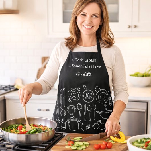 シェフ白黒台所用品のスローガンのスクリプト エプロン