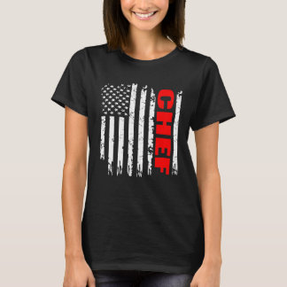 シェフ米国国旗の誇りを持った職業 Tシャツ