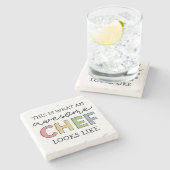 シェフ素晴らしギフト 最高の|  Chef Ever おもしろい Gift ストーンコースター (横)