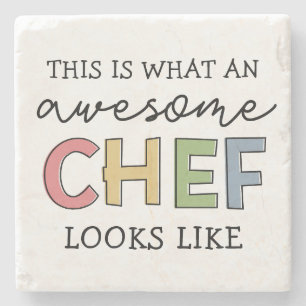 シェフ素晴らしギフト 最高の   Chef Ever おもしろい Gift ストーンコースター