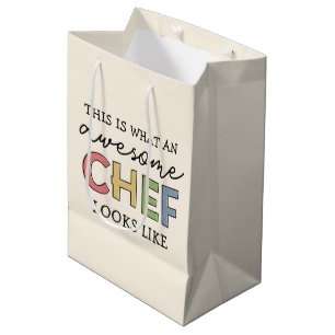 シェフ素晴らしギフト 最高の   Chef Ever おもしろい Gift ミディアムペーパーバッグ