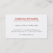 シェフ素朴用レッドサークルロゴ、ケータリング、ベーカリー 名刺 (裏面)