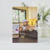 シェフ調理師ブックおもしろい犬フォトカード サンキューカード (スタンド正面)