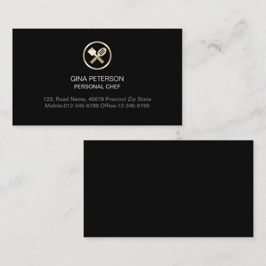 シェフ調理師レストランダイナーガースアイコン 名刺 (正面/裏面)