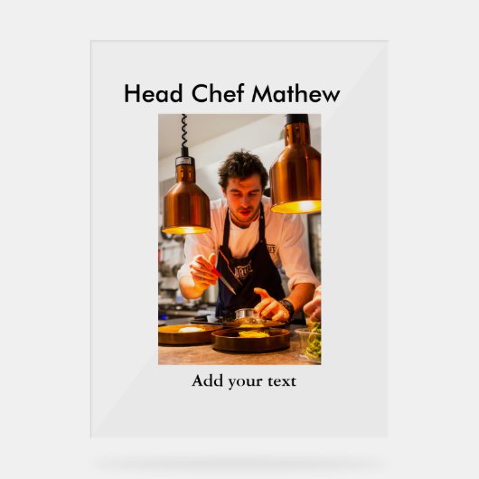 シェフ調理師追加ネーム文字メンキッチンベーカリー アクリルサイン (正面)