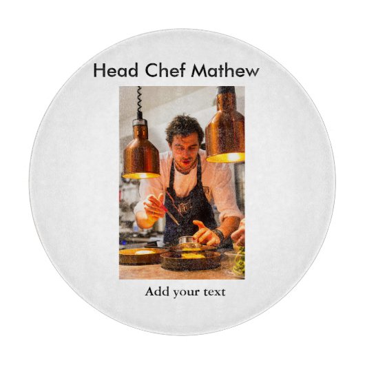 シェフ調理師追加ネーム文字メンキッチンベーカリー カッティングボード (正面)