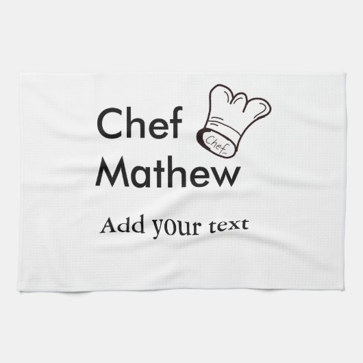 シェフ調理師追加ネーム文字メンキッチンベーカリー キッチンタオル (横)