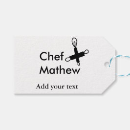 シェフ調理師追加ネーム文字メンキッチンベーカリー ギフトタグ