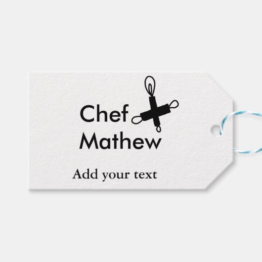 シェフ調理師追加ネーム文字メンキッチンベーカリー ギフトタグ (正面(横))