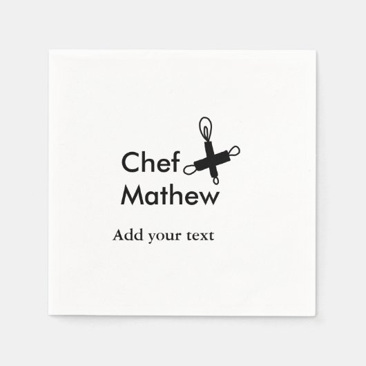 シェフ調理師追加ネーム文字メンキッチンベーカリー スタンダードカクテルナプキン (正面)