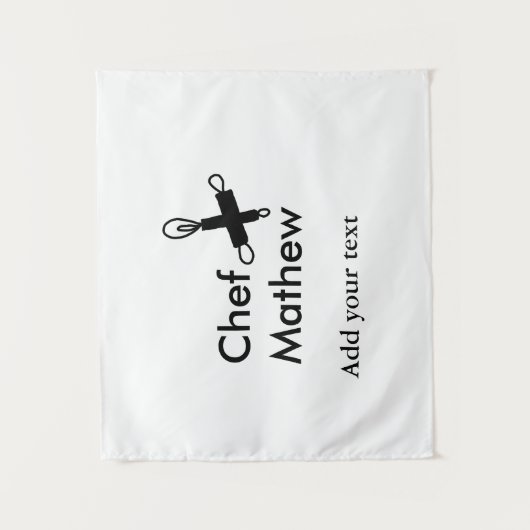 シェフ調理師追加ネーム文字メンキッチンベーカリー タペストリー (正面)