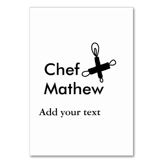 シェフ調理師追加ネーム文字メンキッチンベーカリー テーブルナンバー (正面)