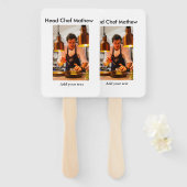 シェフ調理師追加ネーム文字メンキッチンベーカリー ハンドファン (正面&裏面)