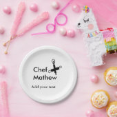 シェフ調理師追加ネーム文字メンキッチンベーカリー ペーパープレート (パーティー)