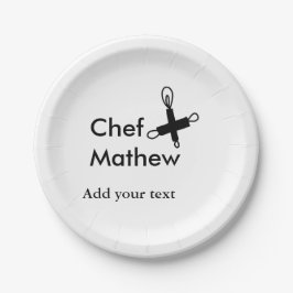 シェフ調理師追加ネーム文字メンキッチンベーカリー ペーパープレート