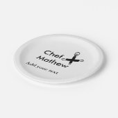 シェフ調理師追加ネーム文字メンキッチンベーカリー ペーパープレート (アングル)