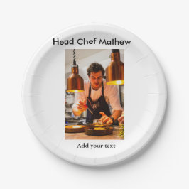 シェフ調理師追加ネーム文字メンキッチンベーカリー ペーパープレート