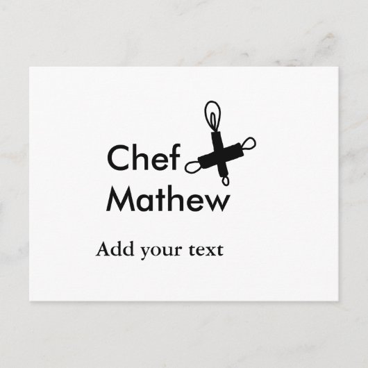 シェフ調理師追加ネーム文字メンキッチンベーカリー ポストカード (正面)