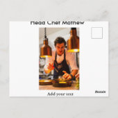 シェフ調理師追加ネーム文字メンキッチンベーカリー ポストカード (裏面)