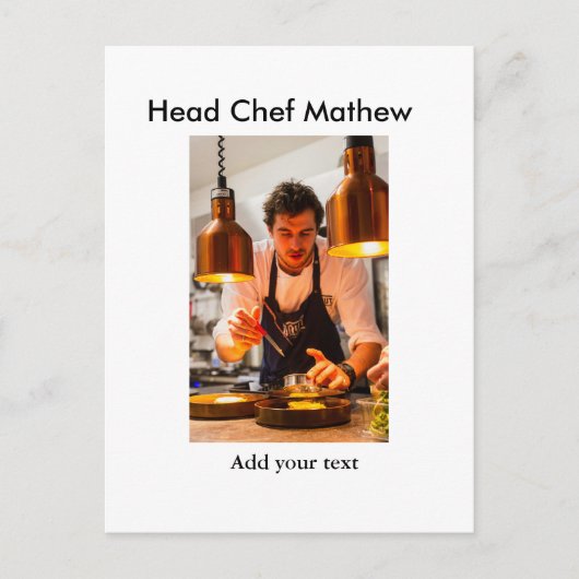 シェフ調理師追加ネーム文字メンキッチンベーカリー ポストカード (正面)