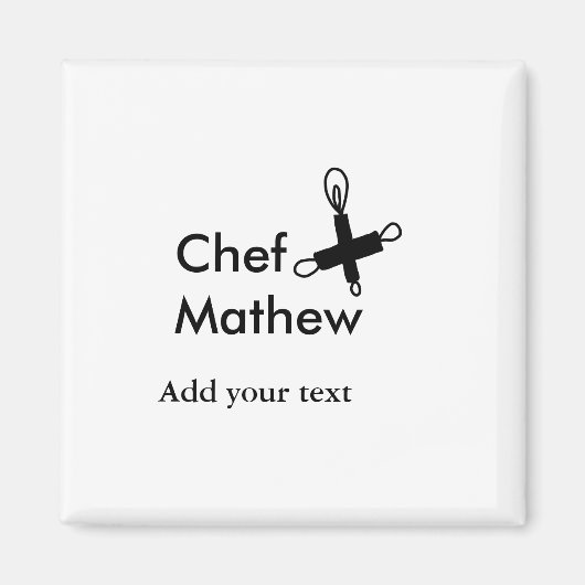 シェフ調理師追加ネーム文字メンキッチンベーカリー マグネット (正面)