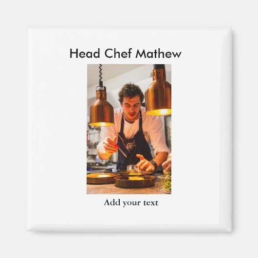 シェフ調理師追加ネーム文字メンキッチンベーカリー マグネット (正面)