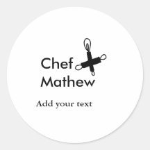 シェフ調理師追加ネーム文字メンキッチンベーカリー