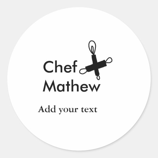シェフ調理師追加ネーム文字メンキッチンベーカリー ラウンドシール (正面)