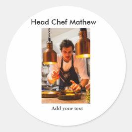 シェフ調理師追加ネーム文字メンキッチンベーカリー ラウンドシール