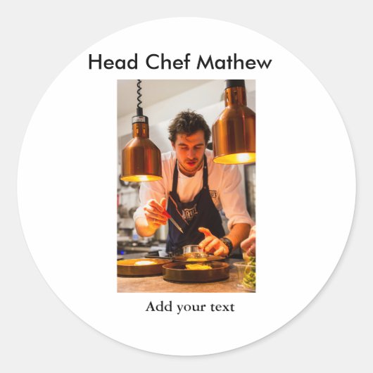 シェフ調理師追加ネーム文字メンキッチンベーカリー ラウンドシール (正面)