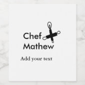 シェフ調理師追加ネーム文字メンキッチンベーカリー ワインラベル (シングルラベル)