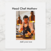 シェフ調理師追加ネーム文字メンキッチンベーカリー ワインラベル (シングルラベル)