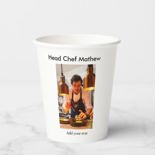 シェフ調理師追加ネーム文字メンキッチンベーカリー 紙コップ (正面)