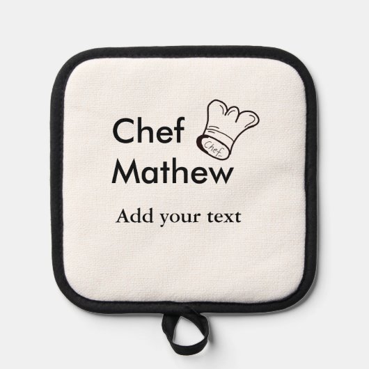シェフ調理師追加ネーム文字メンキッチンベーカリー 鍋敷き (正面)