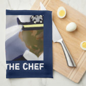 シェフ退役軍人ブルー キッチンタオル (四つ折り)