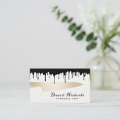 シェフ金ゴールドナイフケータリングモダンブラックドリップ 名刺 (スタンド正面)