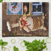 シェフ2人と飾り付けコンロのキッチンタオル キッチンタオル (折り畳み)